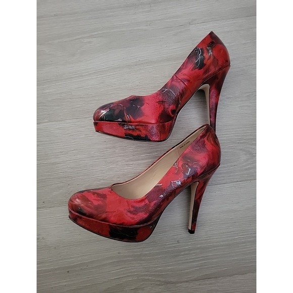 Le Chateau Marbelized Blood Red Goth Vamp Ultra High‎ Striper Stilleto Heels 9 - Picture 3 of 9